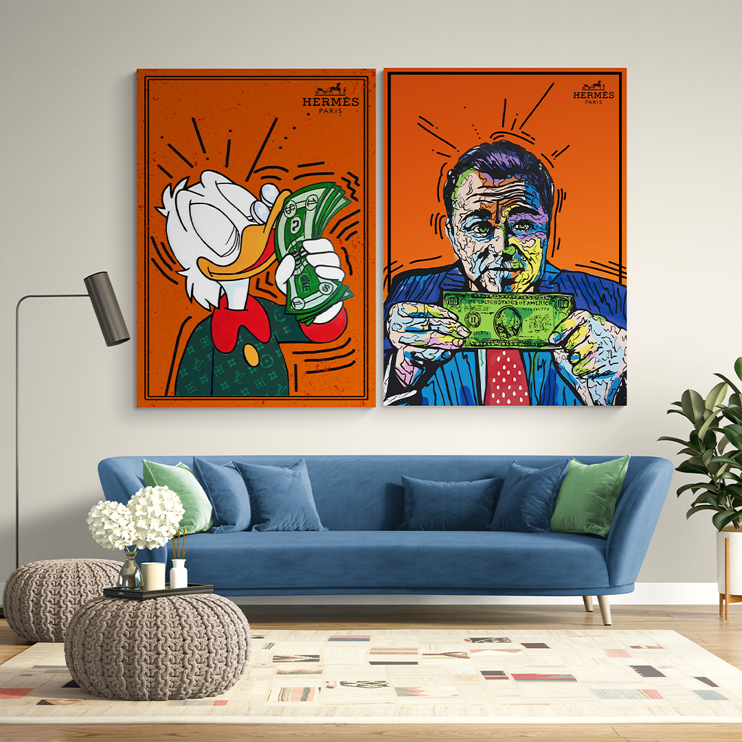 modern pop art , modern art pop art, hypebeast posters, luxury wall art, fashion wall art, Hype beast art, hypebeast wall art ,Alec monopoly wall art, Alec monopoly print, jordan belfort wall art, wolf of wall street art, wolf of wall street poster, Leonardo di caprio wall art