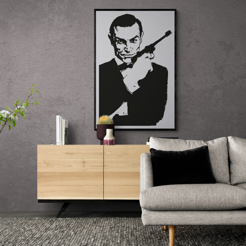 james bond poster, james bond movie poster, 007 movie poster, framed poster, frontal image