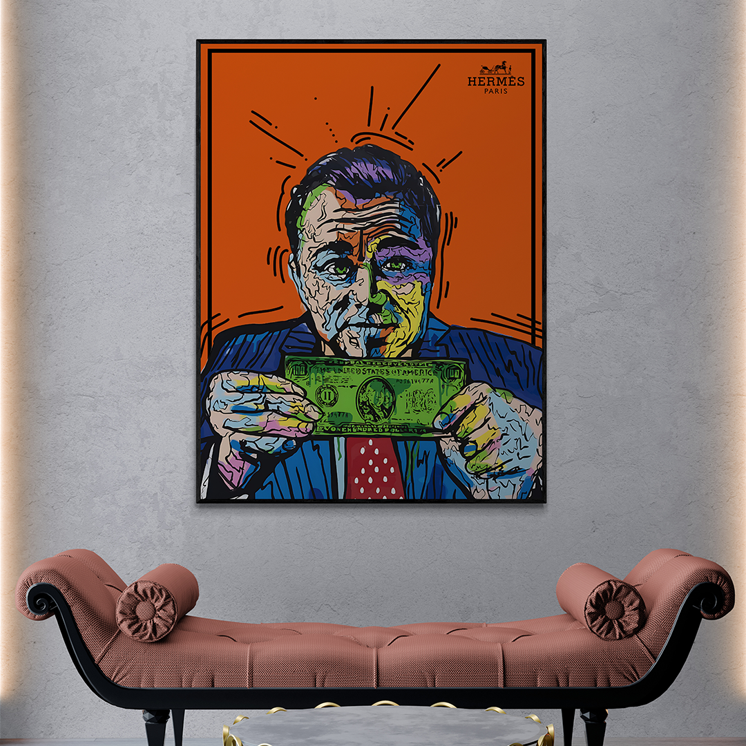 modern pop art , modern art pop art, hypebeast posters, luxury wall art, fashion wall art, Hype beast art, hypebeast wall art ,Alec monopoly wall art, Alec monopoly print, jordan belfort wall art, wolf of wall street art, wolf of wall street poster, Leonardo di caprio wall art