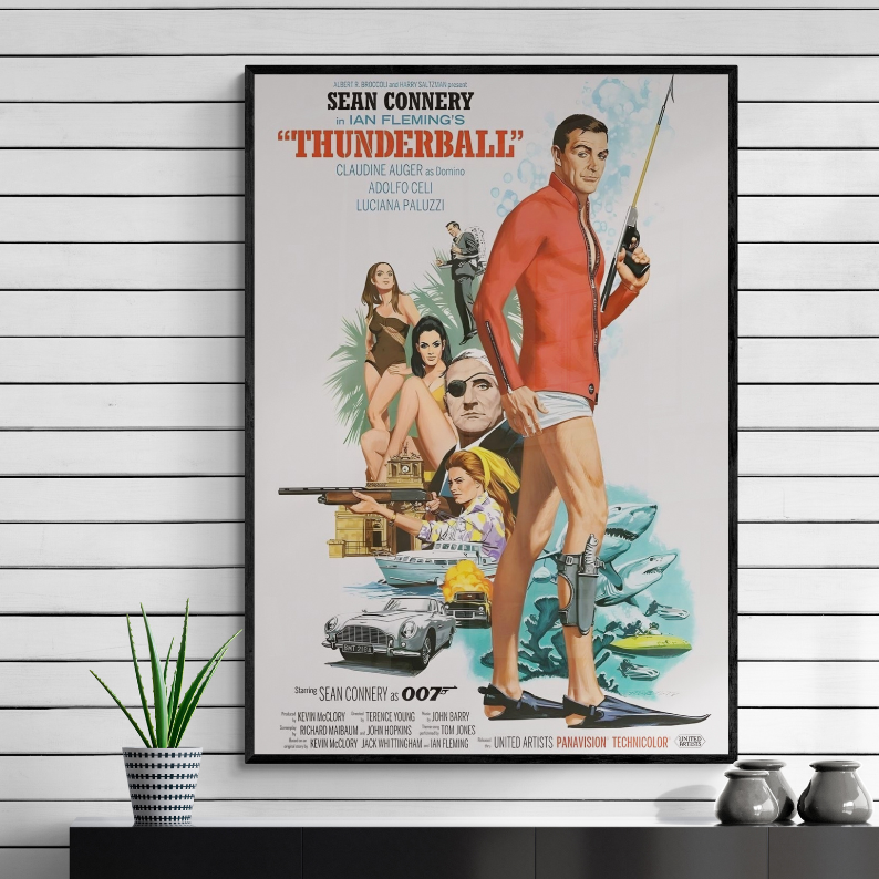 james bond poster, james bond movie poster, 007 movie poster, framed poster, frontal image