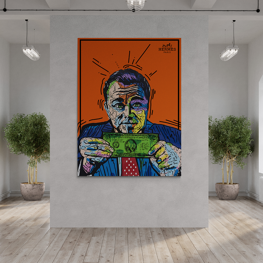 modern pop art , modern art pop art, hypebeast posters, luxury wall art, fashion wall art, Hype beast art, hypebeast wall art ,Alec monopoly wall art, Alec monopoly print, jordan belfort wall art, wolf of wall street art, wolf of wall street poster, Leonardo di caprio wall art