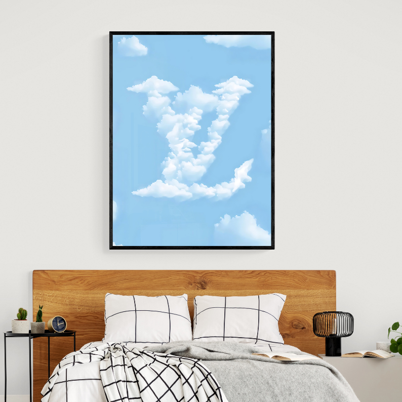 Fashion wall decor, Louis Vuitton print, hype beast art, modern pop art, designer wall art canvas, fashion art, black framed poster, frontal image