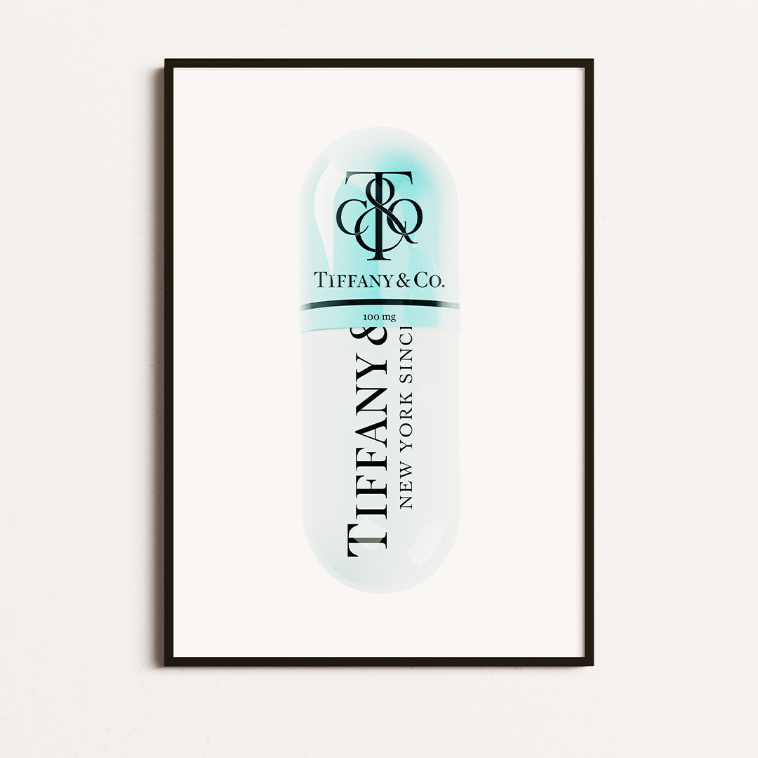 Tiffany wall art, tiffany poster, tiffany artwork, fashion art, fashion poster, modern pop art , modern art pop art, hypebeast posters, luxury wall art, fashion wall art,, frontal