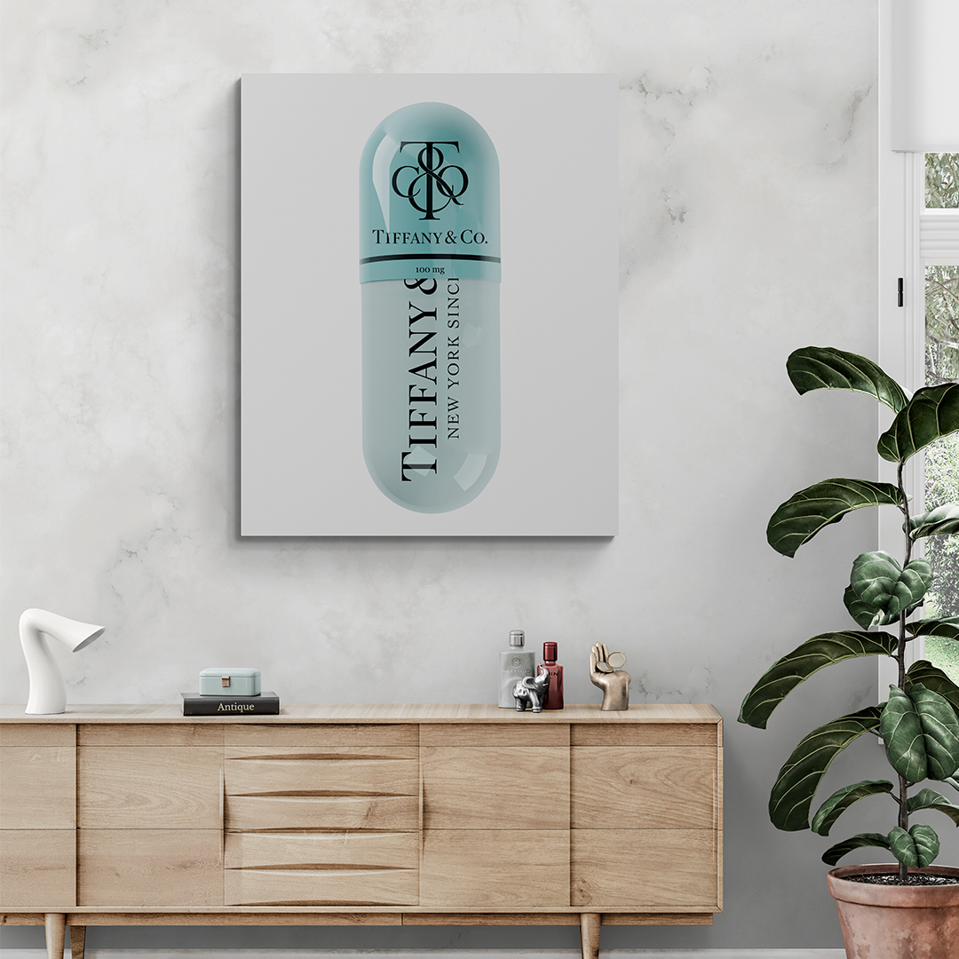 Tiffany wall art, tiffany poster, tiffany artwork, fashion art, fashion poster, modern pop art , modern art pop art, hypebeast posters, luxury wall art, fashion wall art,, frontal