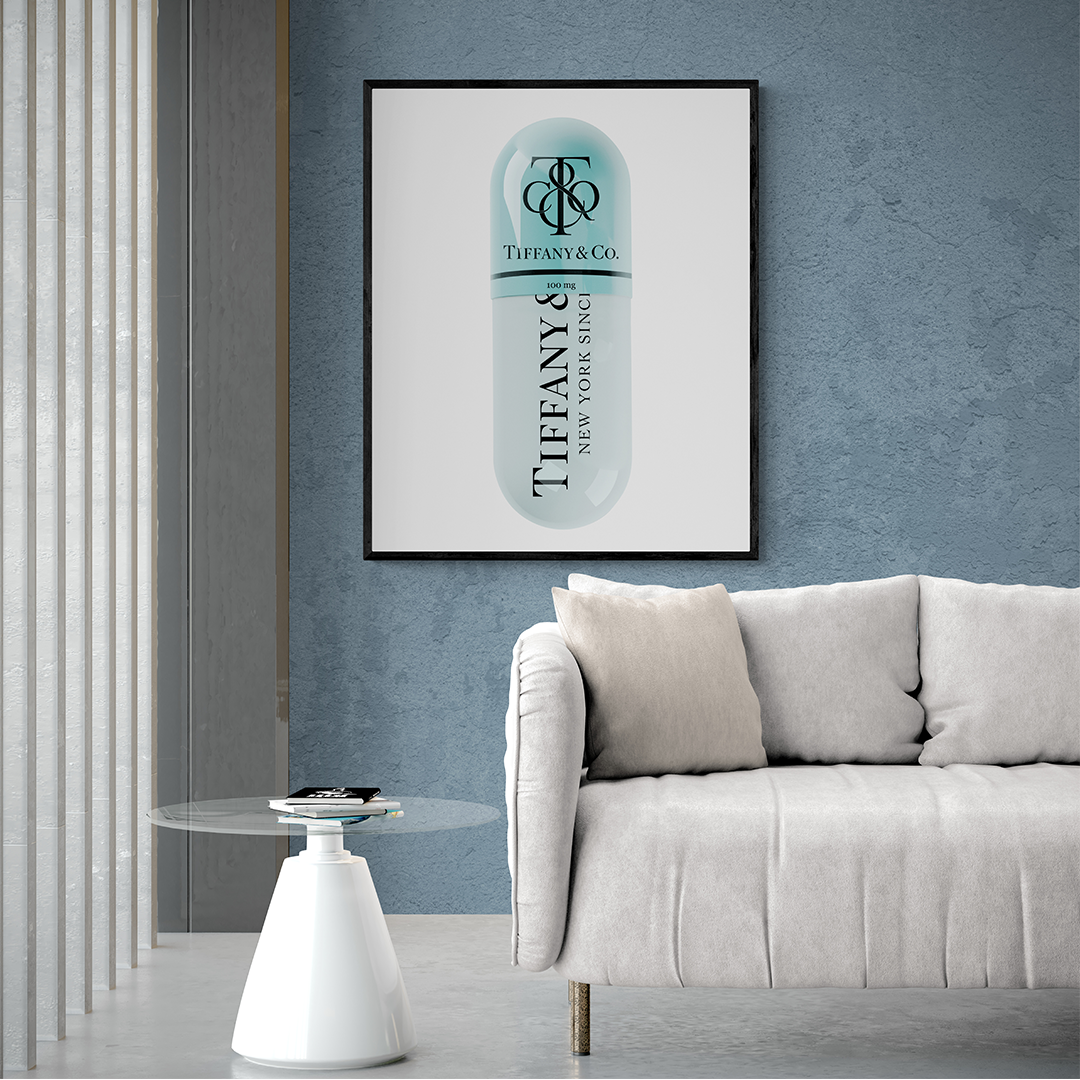 Tiffany wall art, tiffany poster, tiffany artwork, fashion art, fashion poster, modern pop art , modern art pop art, hypebeast posters, luxury wall art, fashion wall art,, frontal