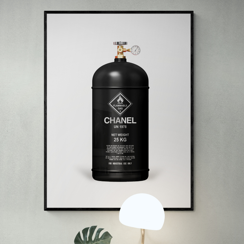 Fashion wall decor, Chanel print, hypebeast art, modern pop art, designer wall art canvas, fashion art, black framed poster, frontal image