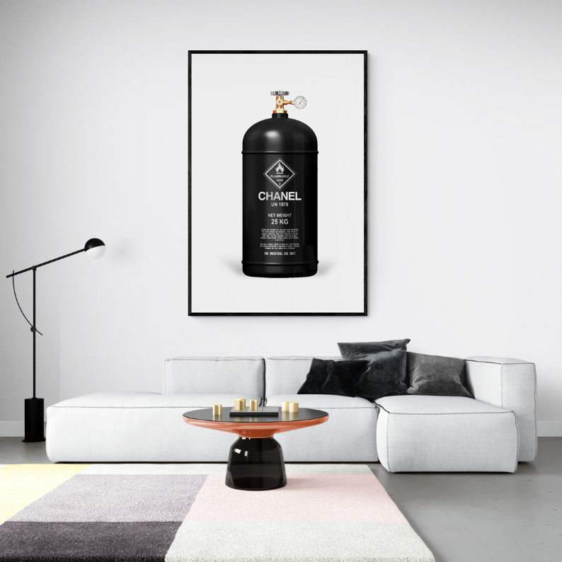 Fashion wall decor, Chanel print, hypebeast art, modern pop art, designer wall art canvas, fashion art, black framed poster, frontal image