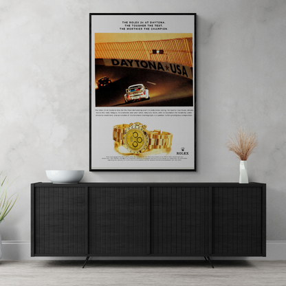 rolex daytona gold poster, rolex poster, rolex watch poster, vintage rolex advertisements, Vintage rolex ads, rolex wall art ,old rolex ads, vintage rolex poster, Rolex posters, rolex advertisement poster, rolex canvas art, rolex vintage ads, frontal, foreground