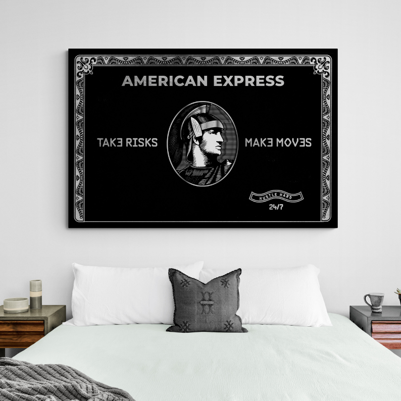 American Express Wall Art, Inspirational posters, success wall art, canvas, black framed poster, frontal image