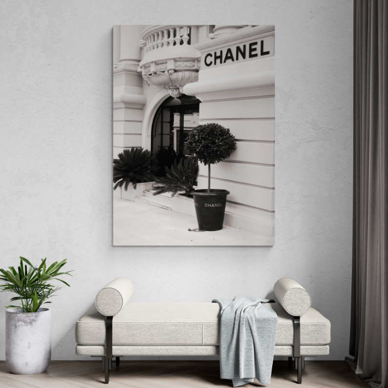 black and white chanel wall decor