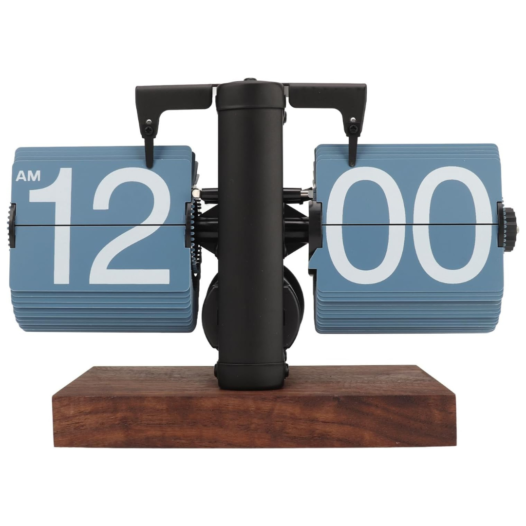 Blue Wooden Flip Clock