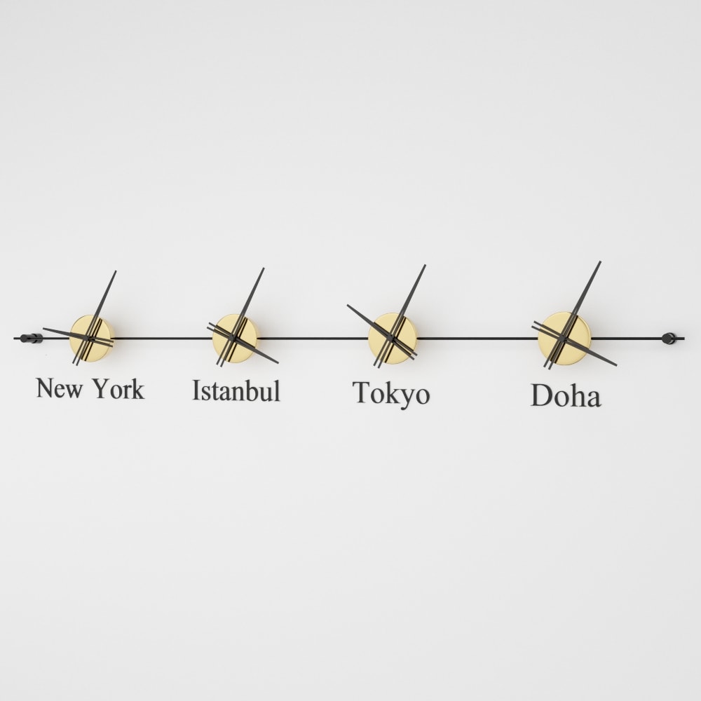 gold analog wall clock world clock 