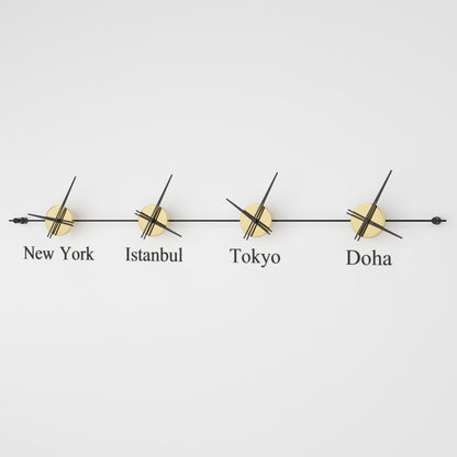 gold analog wall clock world clock 