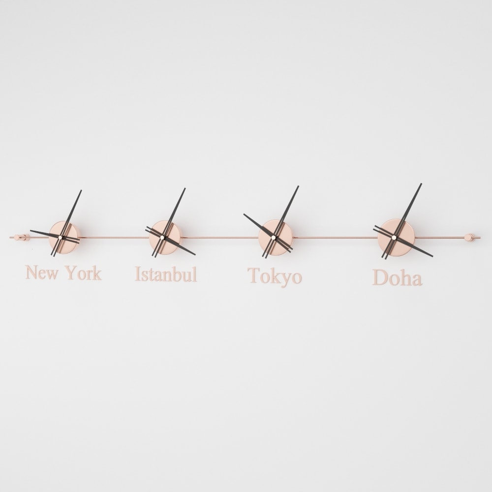 analog wall clock world clock rosegold