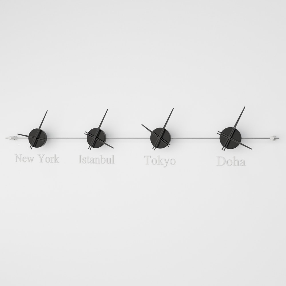 analog wall clock world clock black