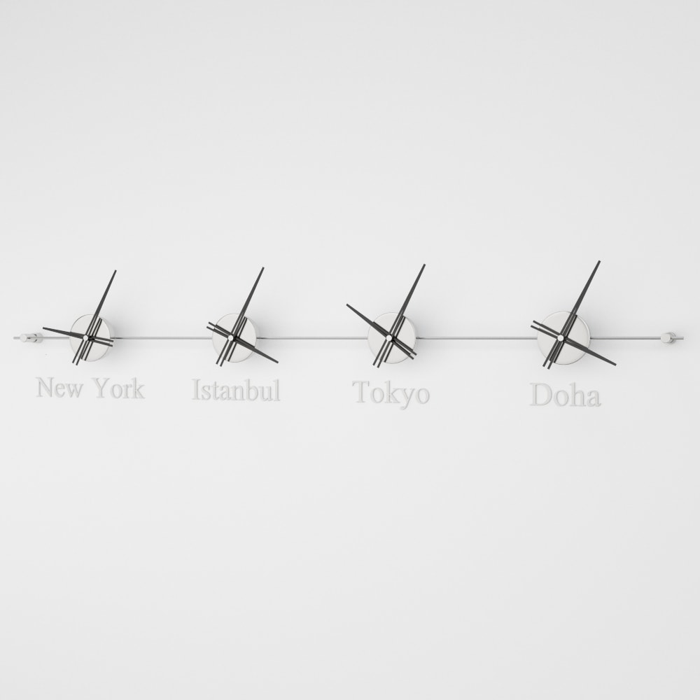 analog wall clock world clock silver