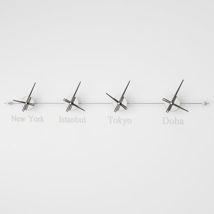 analog wall clock world clock silver