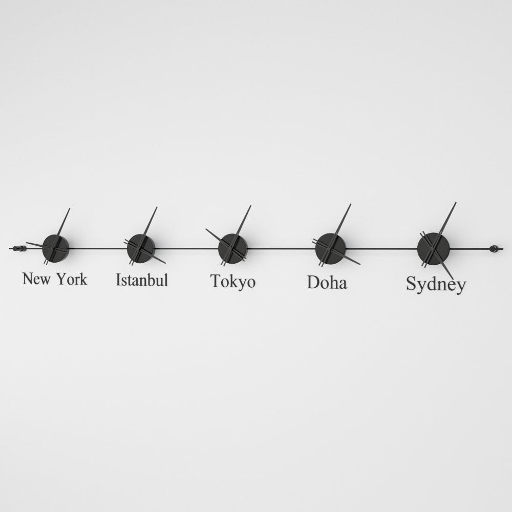 analog wall clock world clock black