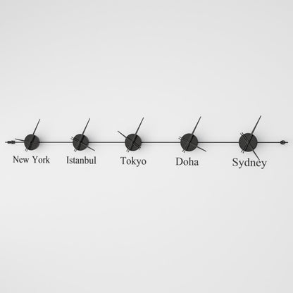 analog wall clock world clock black