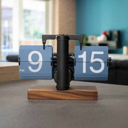 Blue Wooden Flip Clock