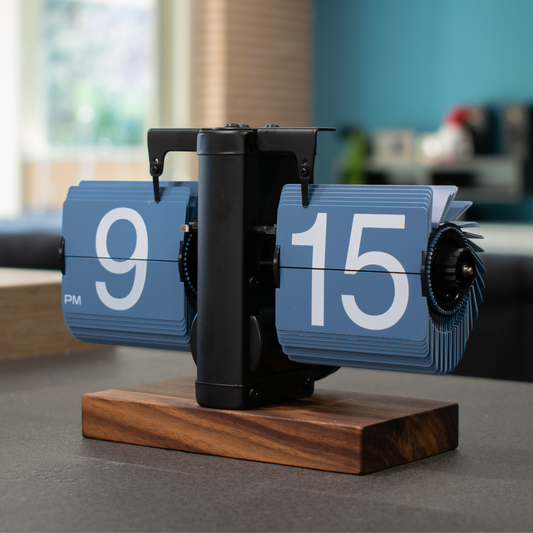 Blue Wooden Flip Clock