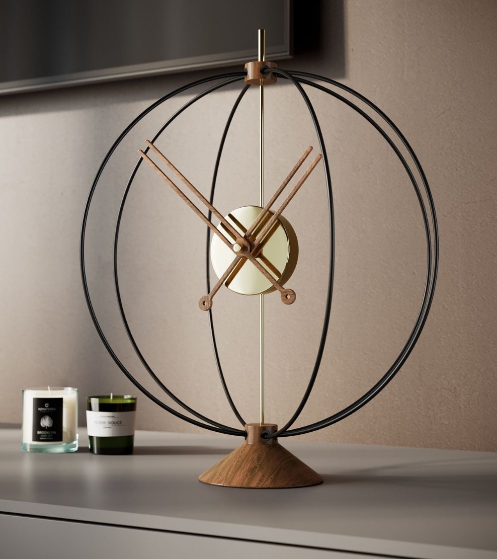 gold small table clock atom