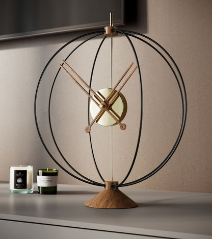 gold small table clock atom