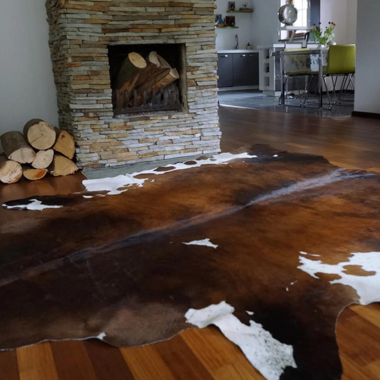 Brown cowhide rug