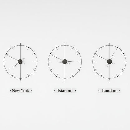 modern world clocks are on the white background.