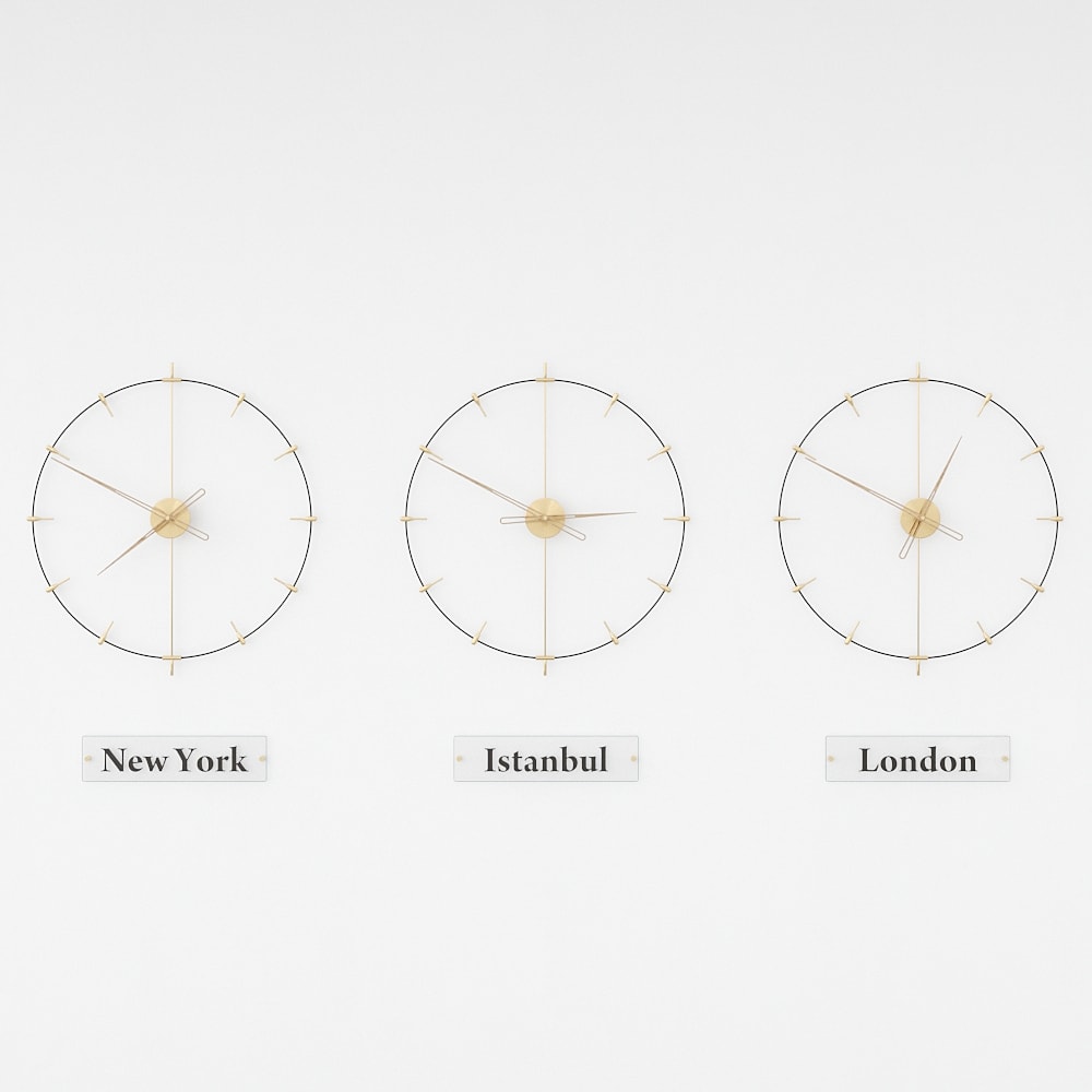 world clocks are on the white background.