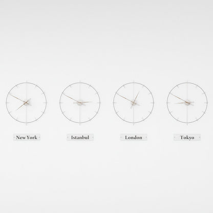 modern world clocks are on the white background.