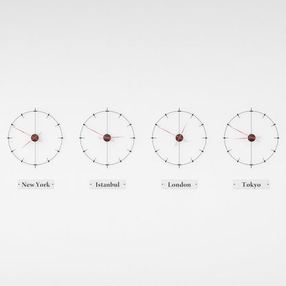 four world clocks are on the white background.