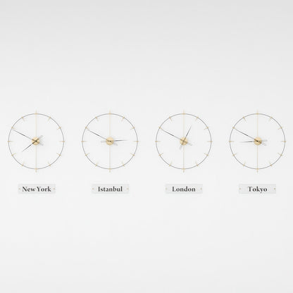 four world clocks are on the white background.