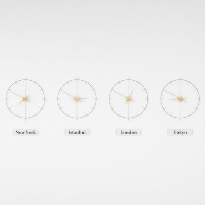 red and four world clocks are on the white background.