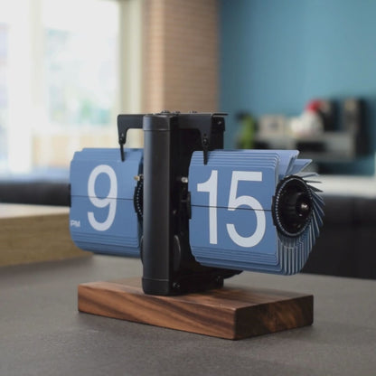 Blue Wooden Flip Clock