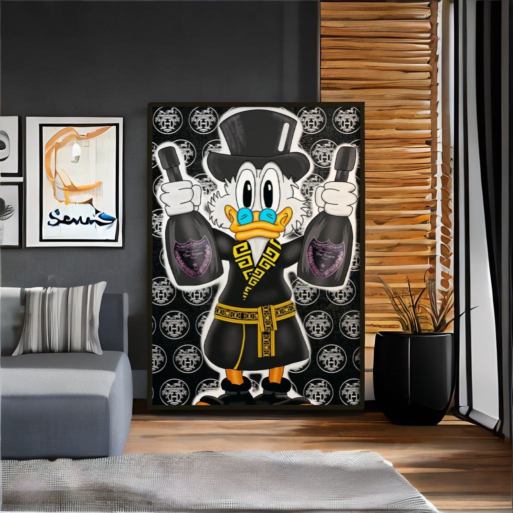 Scrooge Mcduck LDN x Rolex (CANVAS) Alec Monopoly inspired - wall decor- motivation popular - money pop art large canvas- street art dom perignon