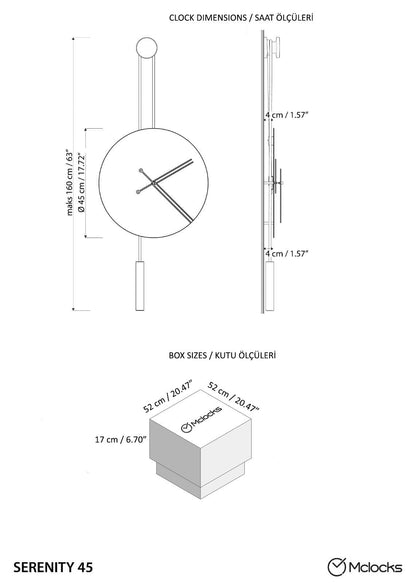 serenity wall clock dimesions