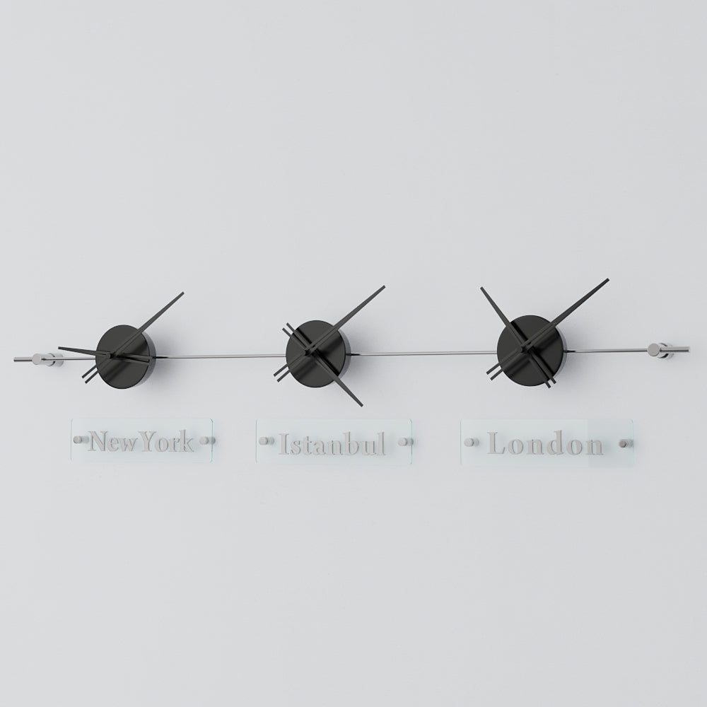 black analog wall clock world clock 