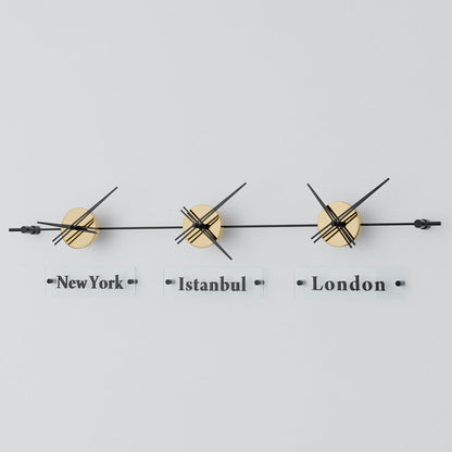 gold analog wall clock world clock 