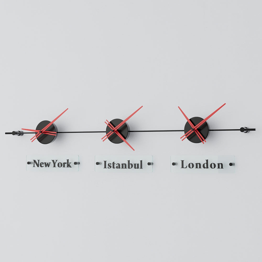 analog wall clock world clock red