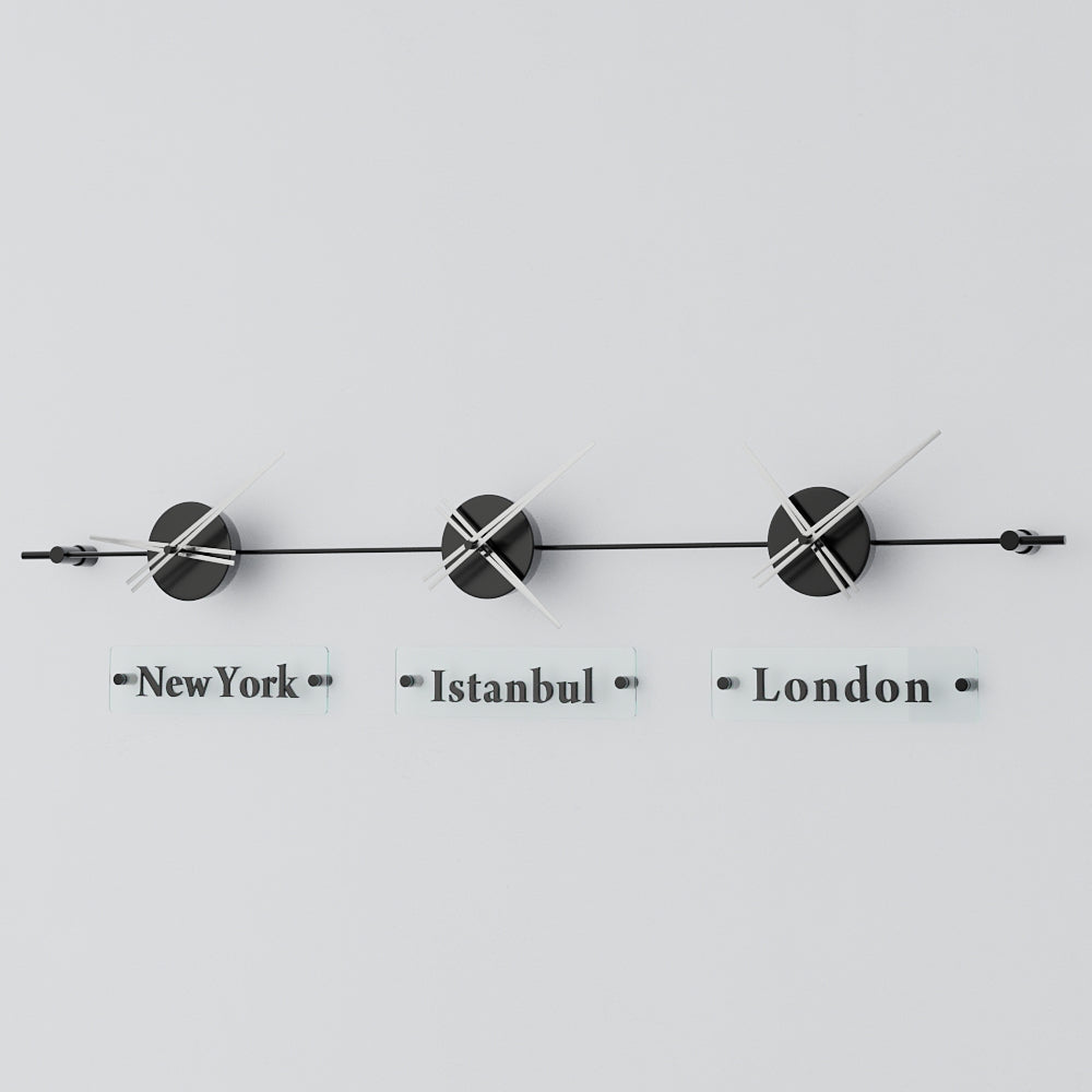 analog wall clock world clock silver
