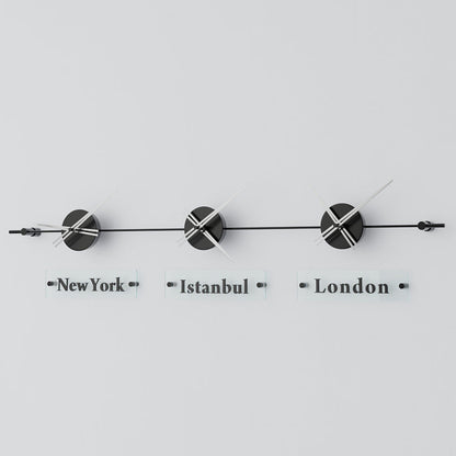analog wall clock world clock silver