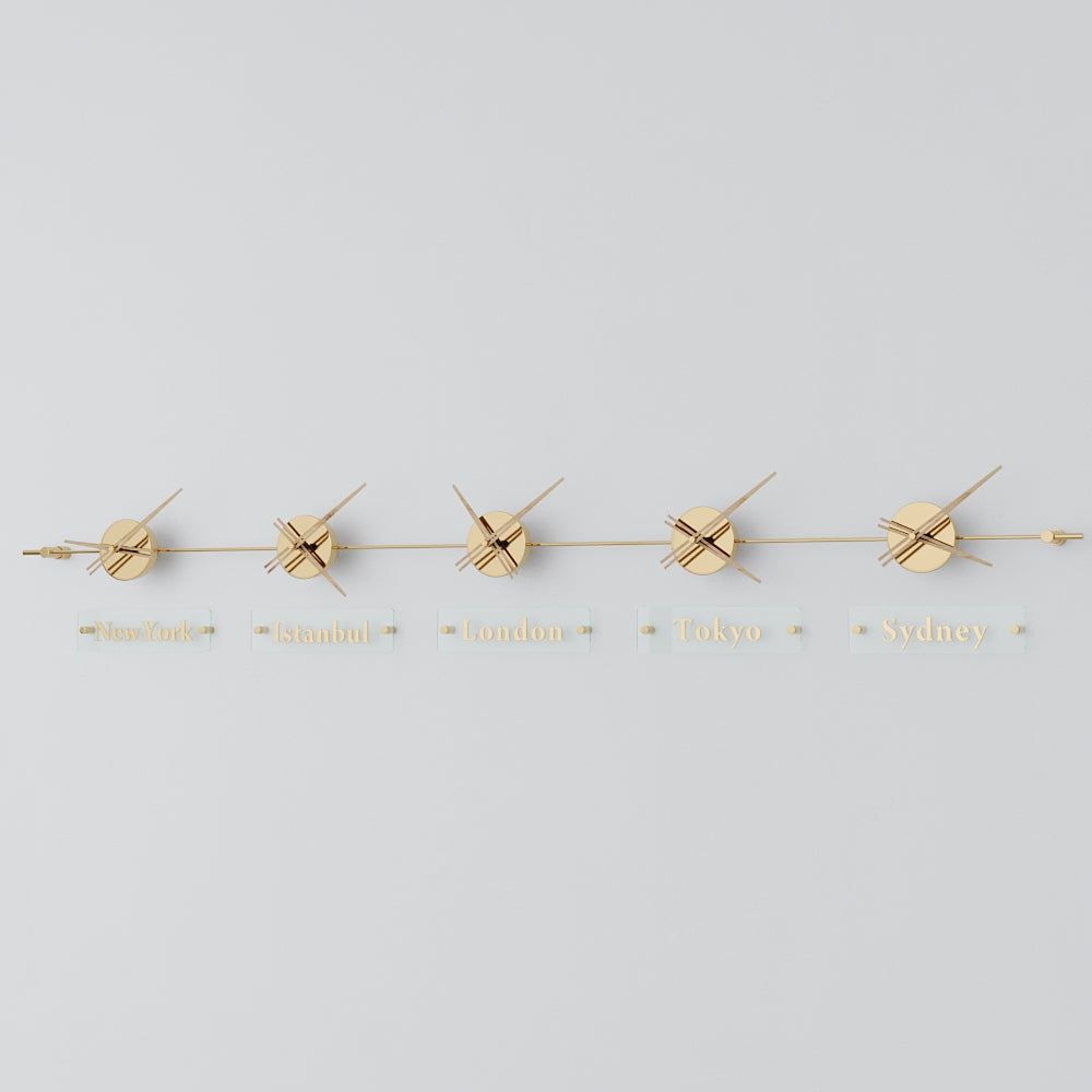 analog wall clock world clock gold