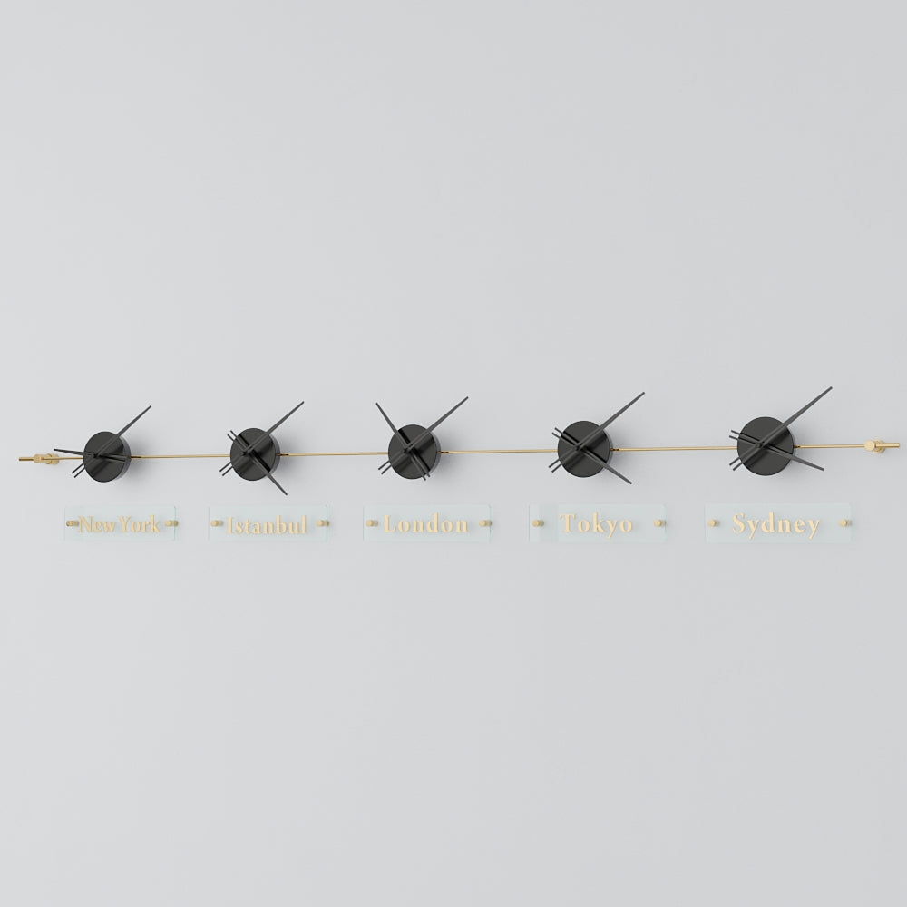 analog wall clock world clock black