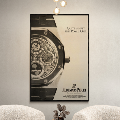 Audemars Piguet wall art, vintage Audemars Piguet ads, Audemars Piguet vintage poster, Framed black poster,frontal image angle